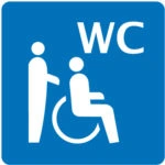 Piktogramm: rollstuhlgängiges WC, eingeschränkt zugänglich
