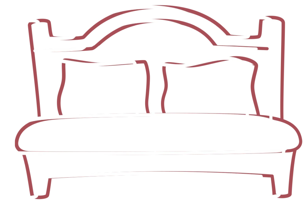 Icon Erholen: gezeichnetes Bett mit zwei Kissen